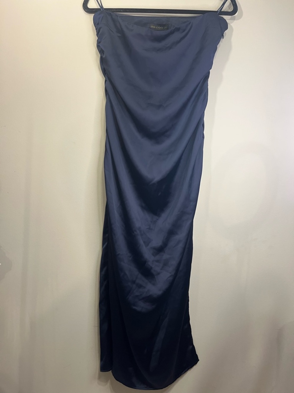 House of Harlow 1960 Navy Satin Cowl Maxi Dress
